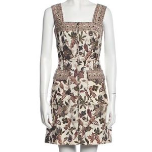 $490 msrp Tory Burch zip front mini paisley floral wool silk dress sz 2